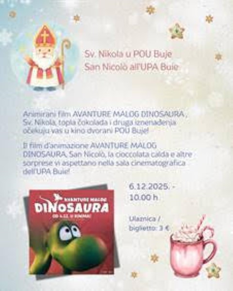 Sv. Nikola i projekcija filma AVANTURE MALOG DINOSAURA u POU Buje